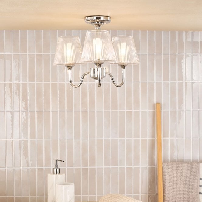 där lighting Rimaz 3 Light Polished Chrome Semi Flush IP44