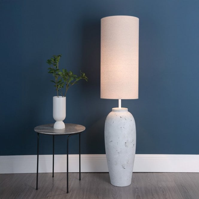 där lighting Roetta White & Grey Floor Lamp C/W Shade
