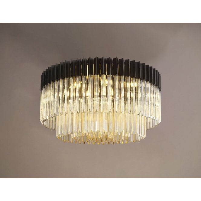 Elate Collection Donard Matt Black 12 Light Flush Fitting