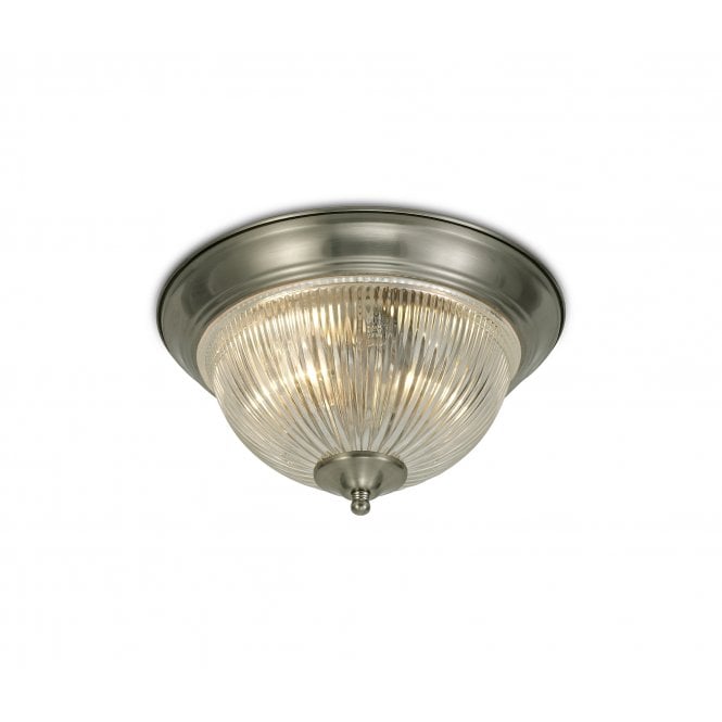 Elate Collection IP44 2 Light E14 Flush Ceiling Light with Ribbed Glass