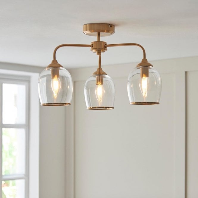 Endon Lighting Ashcroft 3 Light Semi Flush Fitting