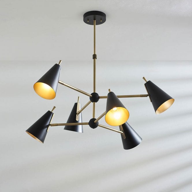 Endon Lighting Everett Matt Antique Gold & Matt Black Ceiling Pendant