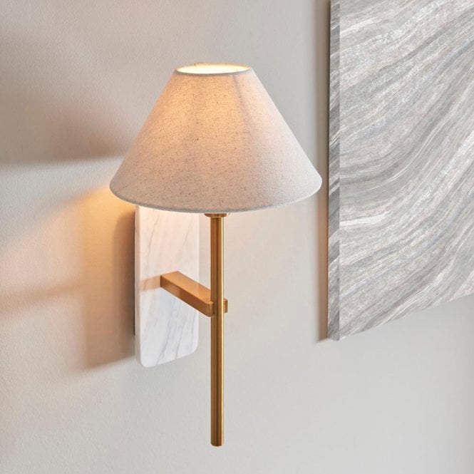 Endon Lighting Faro White Volakas Marble Wall Light C/W Shade