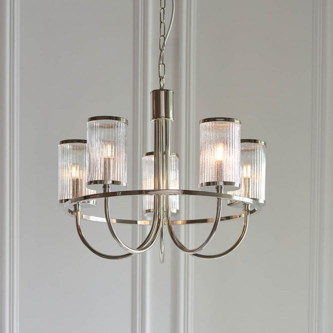 Endon Lighting Henbury Ribbed Glass Pendant Light
