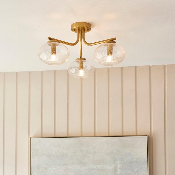 Endon Lighting Jacob Semi Flush Brass Fitting