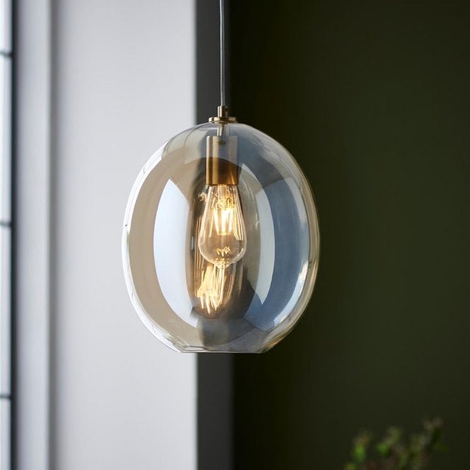 Endon Lighting Kelda Oval Champagne Glass Pendant