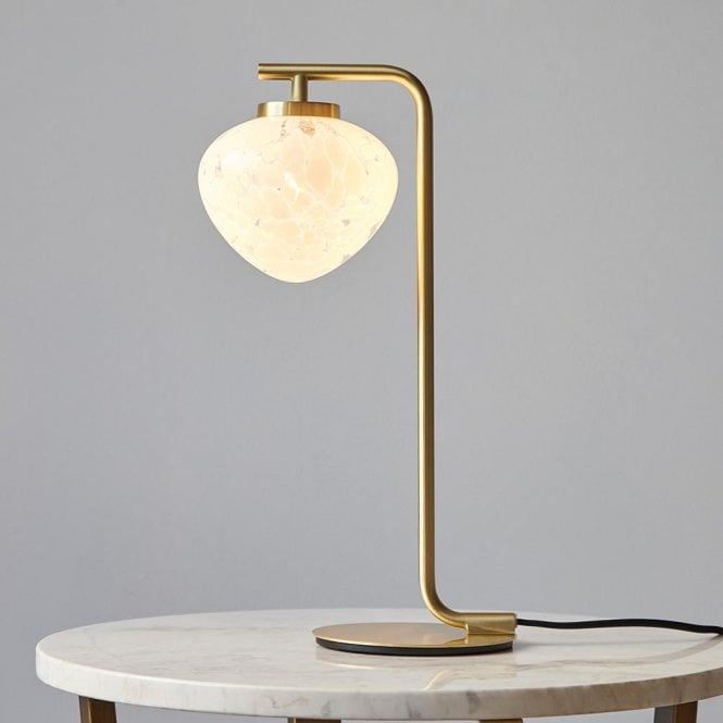 Endon Lighting Mali Satin Brass Table Lamp with a Coneftti Glass Shade