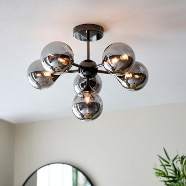 Oscar 6 Light Black Semi Flush