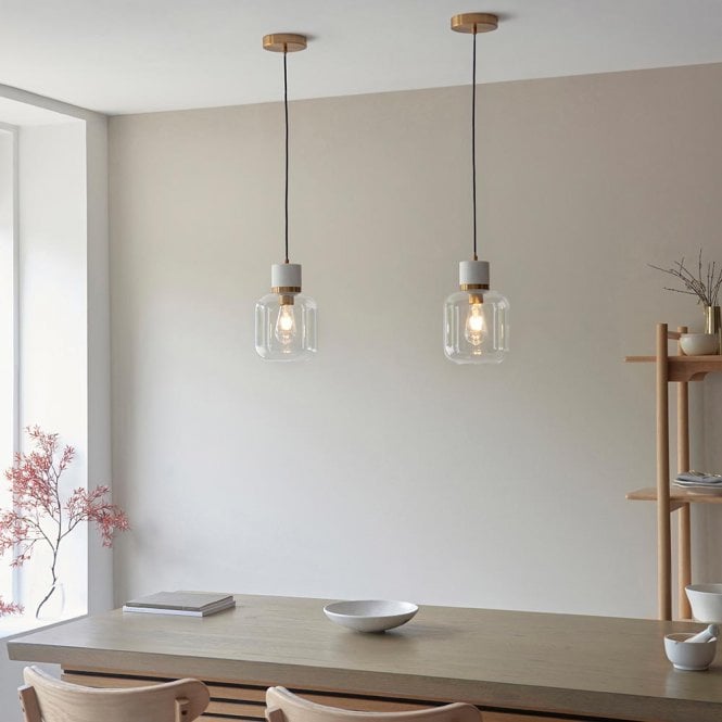 Endon Lighting Travi White Volaskas Marble Pendant