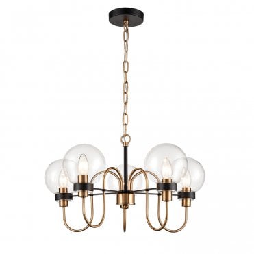 Equinox Ceiling Pendant in Matt Black & Antique Gold