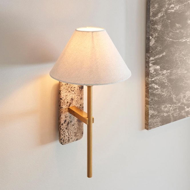 Faro Emperador Brown Marble Wall Light C/W Shade
