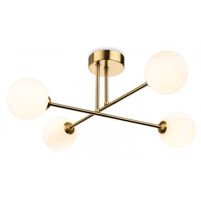 Firstlight Lando Brass & Opal Glass Semi Flush