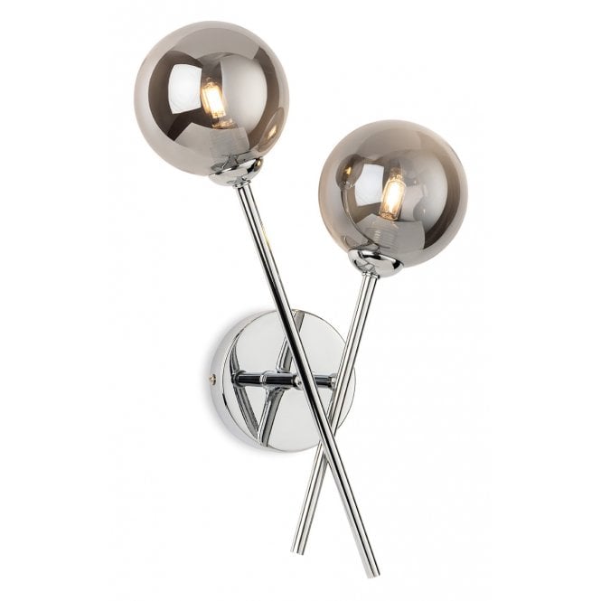 Firstlight Lando Chrome & Smoked Glass Wall Light