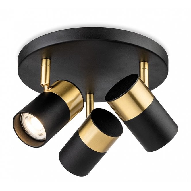 Firstlight Roma 3 Light Spot in Black & Brass