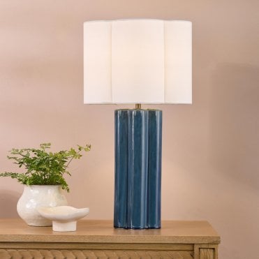 Fiyan Blue Table Lamp C/W Shade