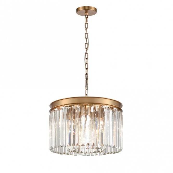 franklite Perdita Brushed Brass Pendant with Crystal Drops
