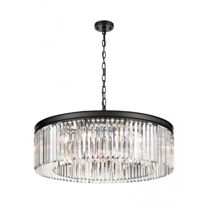 franklite Perdita Matt Black Pendant with Crystal Drops
