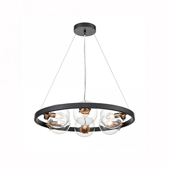 franklite Roundell Black & Gold Pendant Light
