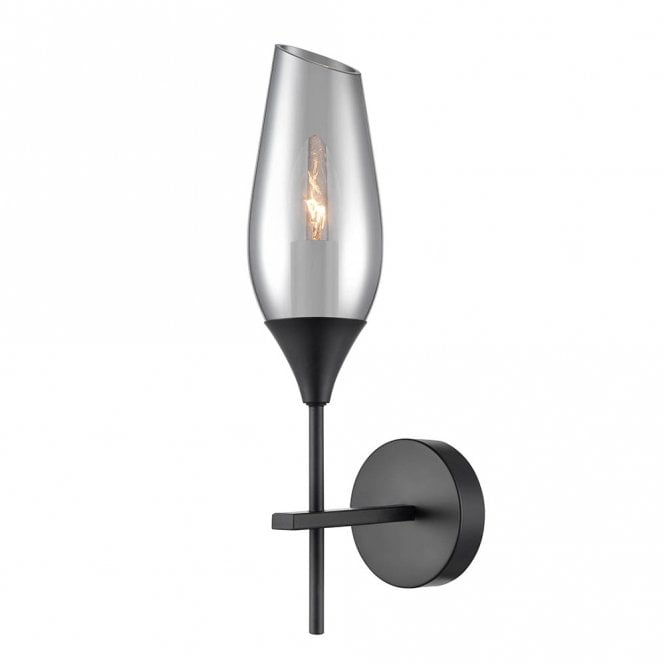 franklite Taper Wall Light in Matt Black & Glass