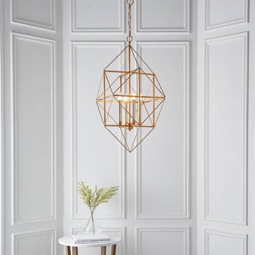 Fred 4 Light Gold Leaf Framed Pendant