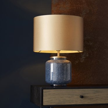 Glass Table Lamp in Colbalt C/W Shade