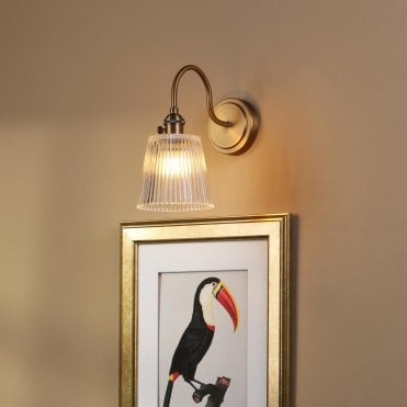 Hadano Antique Bronze Small Wall Light C/W Glass Shade