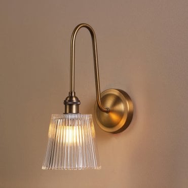 Hadano Antique Bronze Tall Wall Light C/W Glass Shade