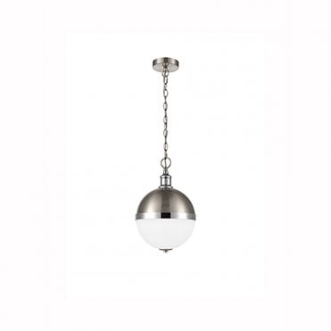 Hemisphere Satin Nickel & Chrome Ceiling Pendant