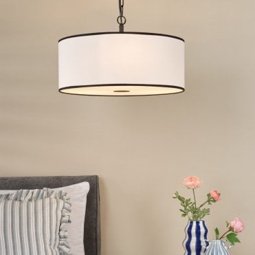 Jemima 3 Light White & Black Pendant