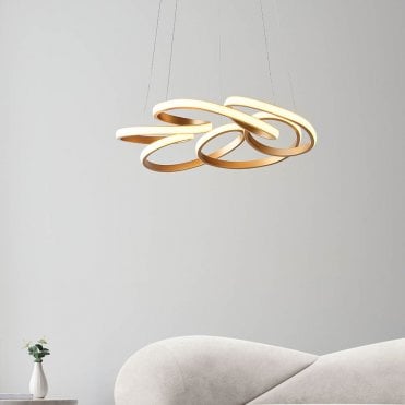 Kirana Multi Spiral Satin Gold LED Pendant