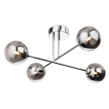Lando Chrome & Smoked Glass Semi Flush