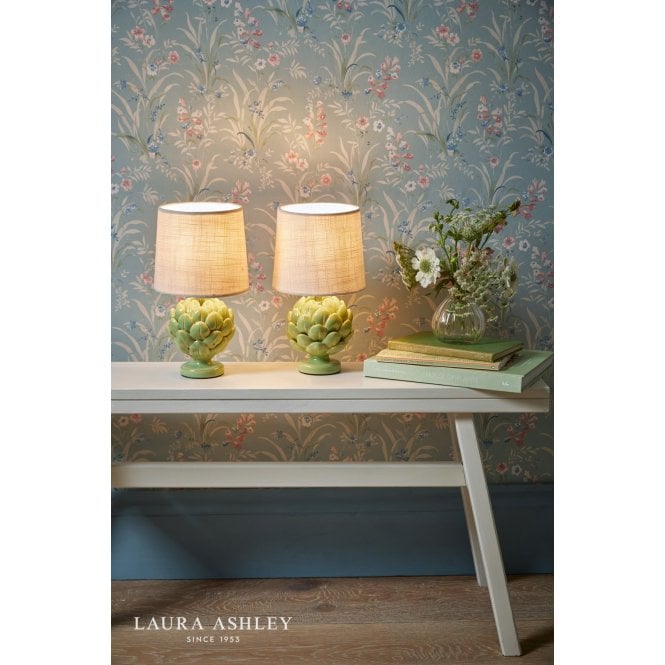 Laura Ashley Artichoke Green Twin Pack Table Lamp C/W Shade