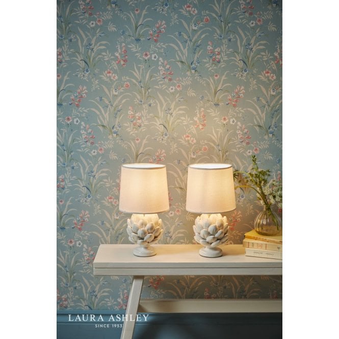 Laura Ashley Artichoke White Twin Pack Table Lamp C/W Shade