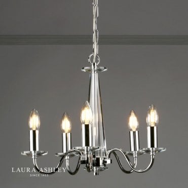 Blake 5 Light Chandelier in Polished Chrome & Glass
