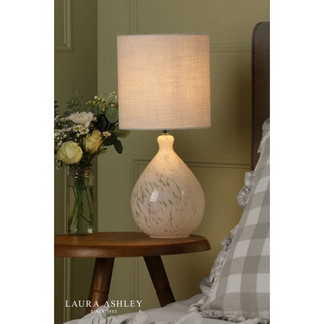 Laura Ashley Confetti White Glass Table Lamp C/W Shade