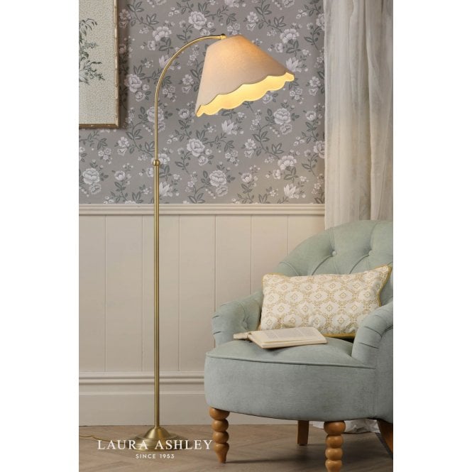 Laura Ashley Cordwell Antique Brass Floor Lamp C/W Shade