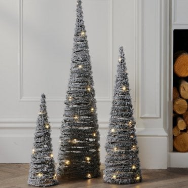 Green Christmas Cone Decorations Set of 3