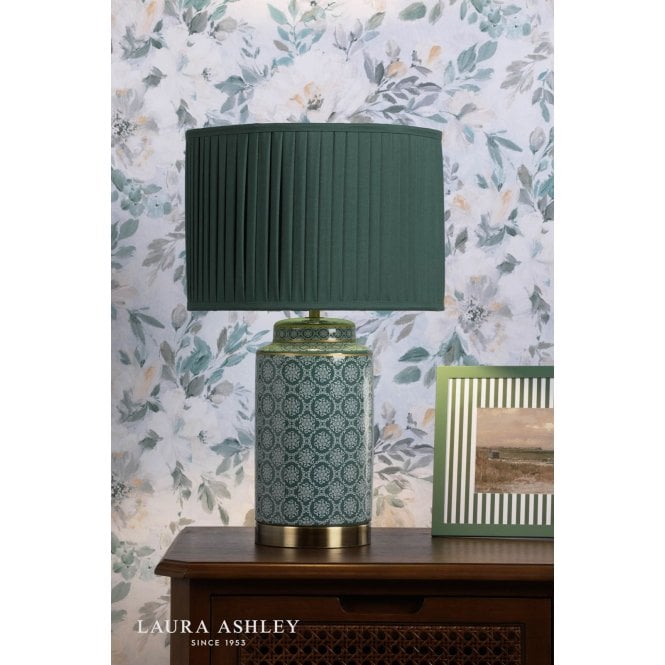 Laura Ashley Knipton Green Ceramic Table Lamp C/W Shade