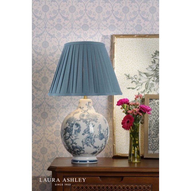 Laura Ashley Maltby Blue Ceramic Table Lamp C/W Shade