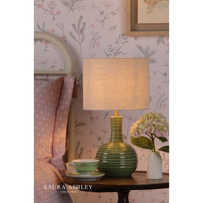 Laura Ashley Padley Green Ceramic Table Lamp C/W Shade