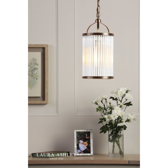 Laura Ashley Sutton Single Antique Brass Pendant