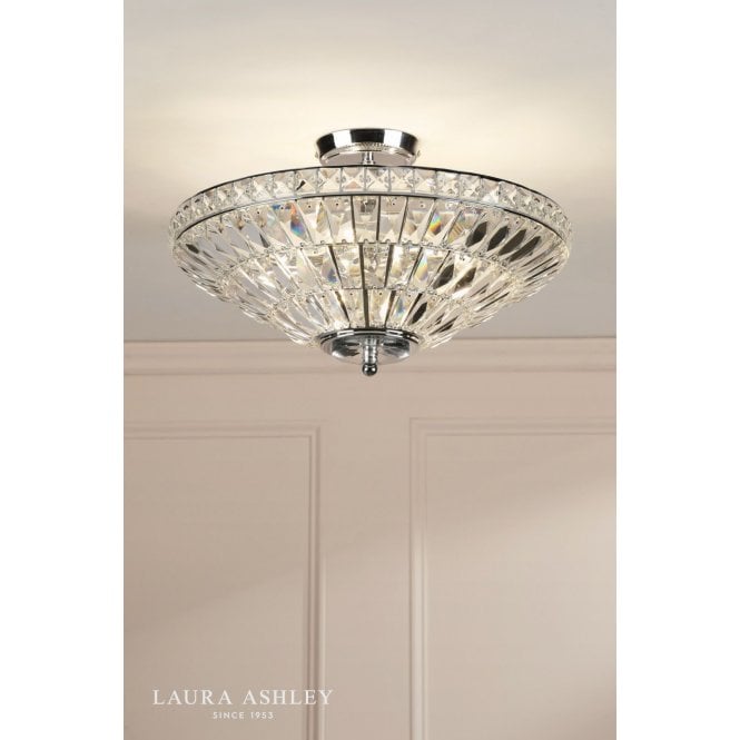 Laura Ashley Vienna 3 Light Polished Chrome Semi Flush