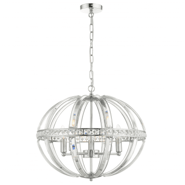 Laura Oval Crystal Pendant Polished Chrome
