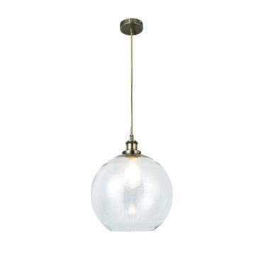 Lewis Glass Ball Antique Brass Pendant
