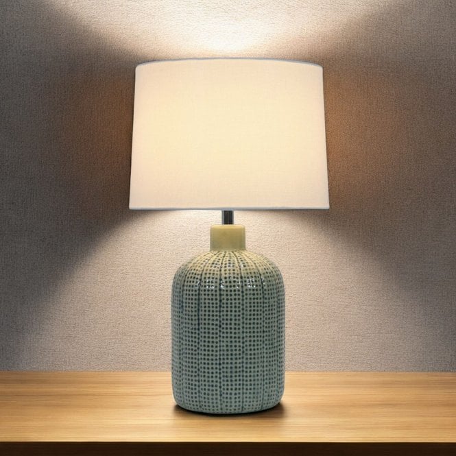 Magnalux Addison Green Ceramic Table Lamp C/W Shade
