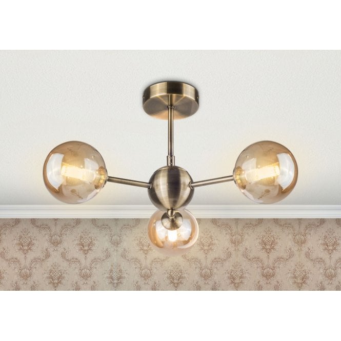 Magnalux Barbara Antique Brass Semi Flush