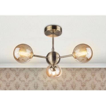Barbara Antique Brass Semi Flush