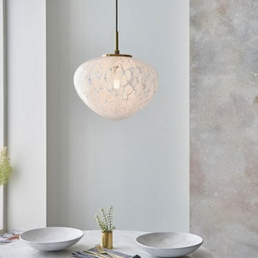 Mali Satin Brass Pendant with Confetti Glass