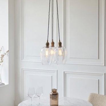 Mia Antique Brass 3 Light Cluster Pendant