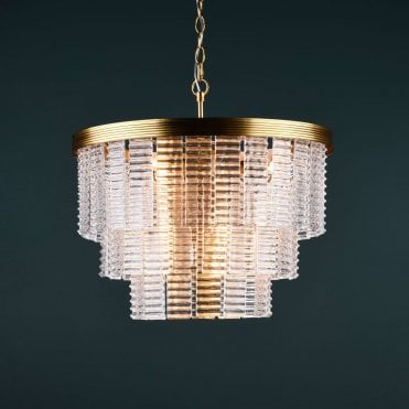Moesha Brass & Ribbed Glass Pendant